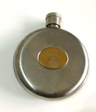 Fiaschetta Tascabile FERNET BRANCA Bottiglia Da Viaggio Tonda In Acciaio Vintage