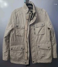 Cappotto uomo classico S4 Ospig giacca beige taglia S vestibilità comoda tasche difetto