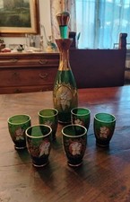 Servizio in vetro di Murano originale:sei bicchierini e una bottiglia