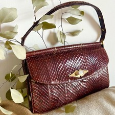 Vintage Python Leather Handbag Luxury Made in Italy Exotic Skin Purse Bag