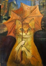 GATTO SOTTO L'OMBRELLO
