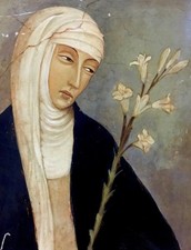 ? Antico dipinto olio su tavola After Andrea VANNI (1332-1414) Santa Caterina