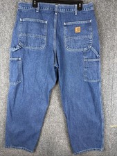 Carhartt Jeans Uomo 36 Blu Denim B13 DST Carpentiere Salopette Salopette Pantaloni
