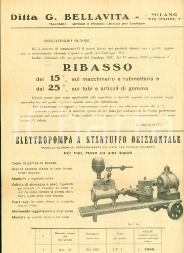 1933 milano ditta - milano, bellavita