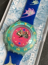 Swatch Scuba Happy Fish SDN101 1991  Mai Indossato Funzionante Scatola Originale