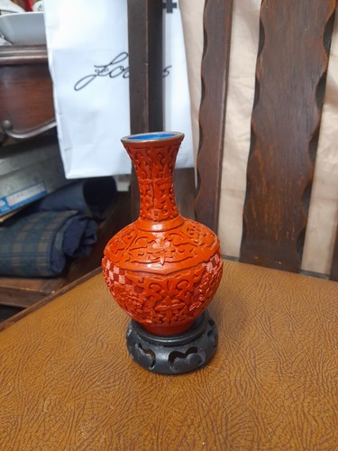 Vaso cinese lacca cinabro - vaso, in
