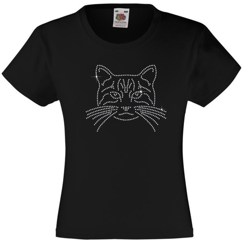 Shirt abbellita viso gatto - viso,