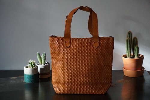 Borsa pelle intrecciata - borsa, in
