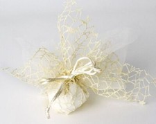 20pz Velo Organza Quadro Crema con Rete Spider e Tirante Comunione Cresi 0928