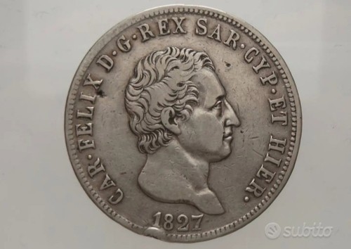 Moneta argento lire 1827 - , 5