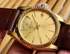 RARO BULOVA SUPER SEVILLE DAY DATE AUTOMATICO DA UOMO QUADRANTE ORO GOLDFILLED 2.