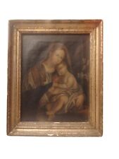 Antico Dipinto Madonna con Bambino Olio su Tela 36x46