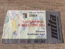 Biglietto di calcio Genoa-Liverpool Coppa Uefa 1991 (Inghilterra, Italia, Belgio, Olanda)