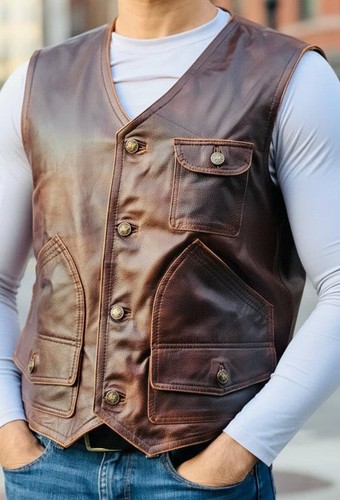 Gilet moto uomo vintage pelle - uomo,