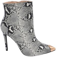 Tronchetti stivaletti donna con tacco a spillo 12 cm animalier pitonato bianco n