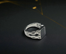 Anello Uomo in Acciaio Chirurgico e Onice centrale misure 9, 10, 11, 12