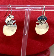 PULCINO E UOVO, ORIGINALI ORECCHINI PENDENTI PUNZONATI 925 FIRENZE, LUNGHI  3 CM