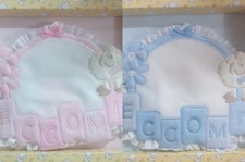 FIOCCO NASCITA  coccarda punto croce La Chiocciolina bimbo/bimba ECCOMI