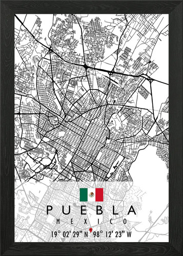 Puebla map messico - map, poster