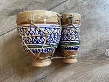 Doppio Bongo in ceramica dipinta e pelle