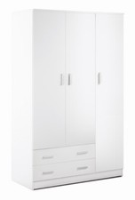 Armadio 3 ante 2 cassetti H182 L115 P52 Cm colore Bianco Liscio 457k Sarmog