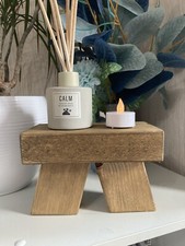 Supporto per canlde in legno, mensola da banco display, decorazione casa fatta a mano 