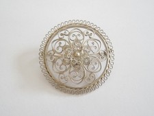 835 Argento Spilla Filigrana