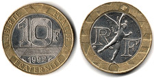 Francia 10 francs, 1992