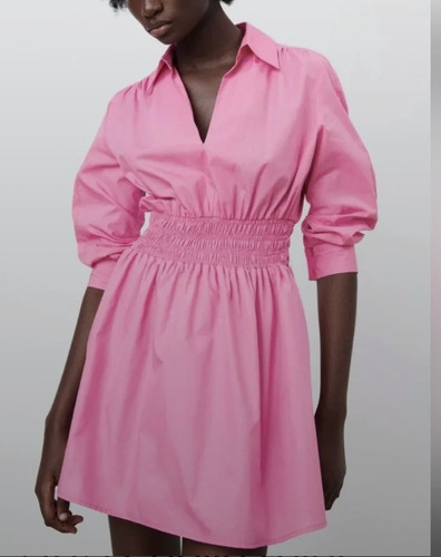 Vestito mini camicia zara rosa - vestito,