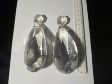 2 GOCCE 8,8 X 4,5 CM SPESSORE 3,3 CM CRISTALLO VETRO X LAMPADARI VINTAGE