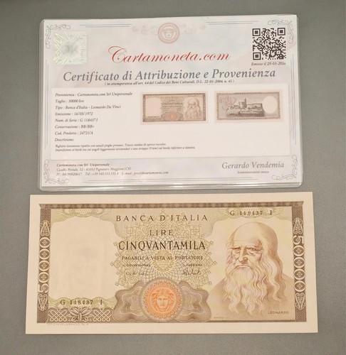 50000 lire leonardo 1972 - lire,
