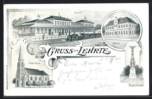 Cartolina lehrte stazione - lehrte,,
