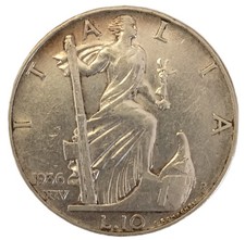 REGNO D'ITALIA 10 LIRE 1936