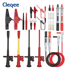 Cleqee Multimetro Test Lead Kit Spina Banana Clip Alligatore Filo Piercing Sonda