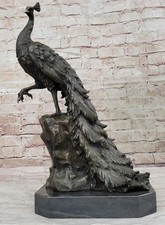 Scultura In Bronzo Di Pavone