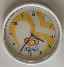VINTAGE OROLOGIO DA MURO PARETE PUBBLICITARIO GELATI ALGIDA PLASTICA