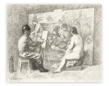 Antonio Bueno Quadro Carboncino su cartoncino applicato su tavolacm 90x110