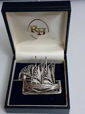 SPILLA NAVE VELIERO ARGENTO, ANNI '70