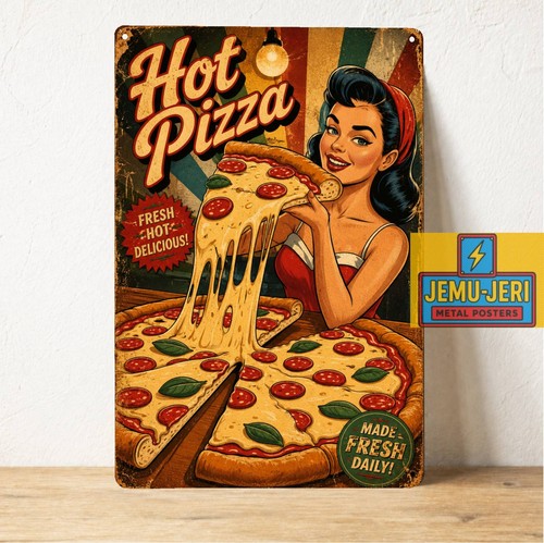 Insegna latta poster - latta, pizza