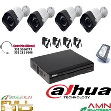 KIT VIDEOSORVEGLIANZA 8 CANALI FULL HD XVR DVR DAHUA 4 TELECAMERE HARD DISK 1TB