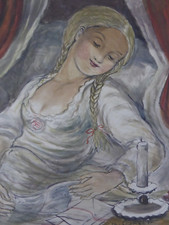 Clemens Spengler Impressionismo Acquerello Originale Bambina che Dorme (24)