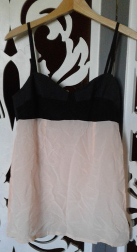 Top seta rosa nero liviana - seta,
