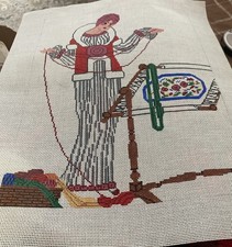 Tela punto ago pittura a mano Art Decò donna cucito fiori di Kris 13 m 17 x 13"