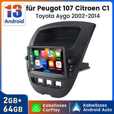 Per Peugeot 107 Citroen C1 Toyota Aygo Carplay 7" Android 14 Autoradio GPS Navi FM