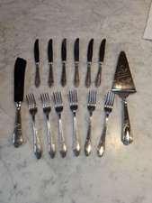 Servizio Di Cucchiani Da Dolce Completo Di Paletta E Coltello In Argento 1000