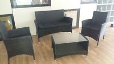 SET DIVANO POLTRONE TAVOLINO SALOTTO GIARDINO POLYRATTAN NUOVO CON CUSCINI