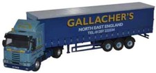 Modellino camion scala 1:76 BILICO SCANIA 113 40ft CURTAINSIDE GALLACHER'S tr...