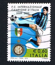 ITALIA 1 FRANCOBOLLO CAMPIONE D'ITALIA INTER CALCIO 2010 usato (BI7236)