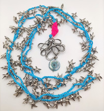 Collana mala 108 grani rosario del mare. Azzurra stelle marine, polpo, mandala.