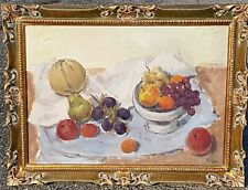 Leonardo Stroppa (Crescentino VC 1900-Cagliari 1991).Natura morta di frutta,olio